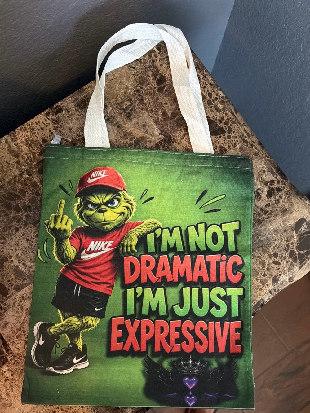 Green and Red Graphic Tote Print